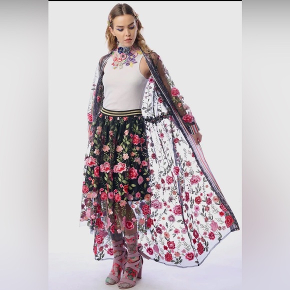 Aratta Embroidered Sheer Floral Duster Kimono • NWT • Retail $223